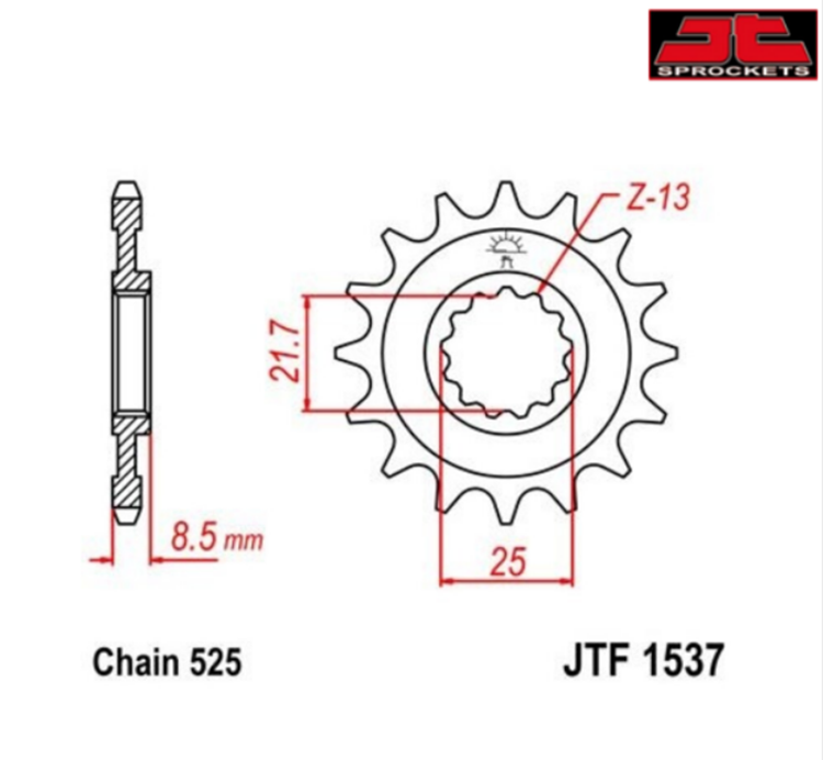 PION JT 1537 ACERO CON GOMA 15 DIENTES